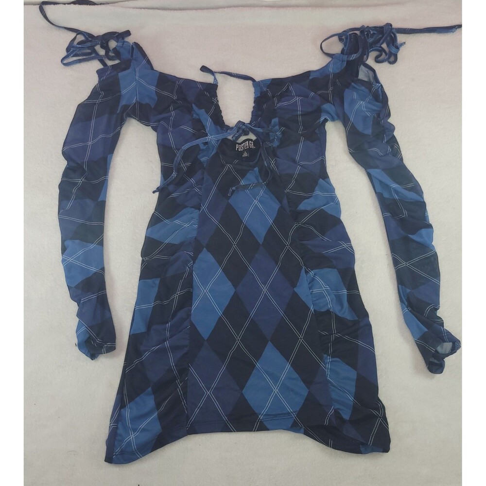 Poster Grl Dolls Kill Royal Learn The Ropes Argyle Pattern Mini Dress Size Large